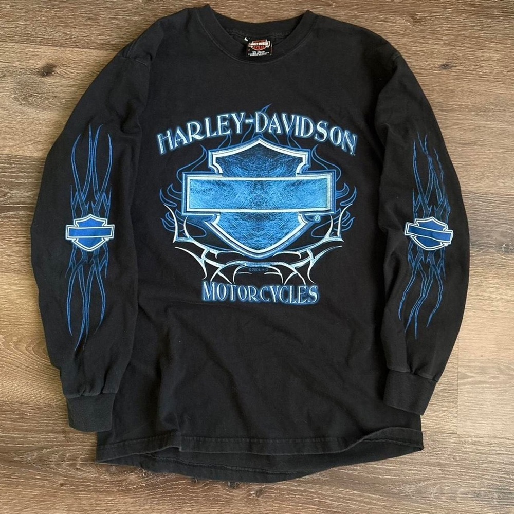 Harley-Davidson Black and Blue Graphic Long Sleeve Tee